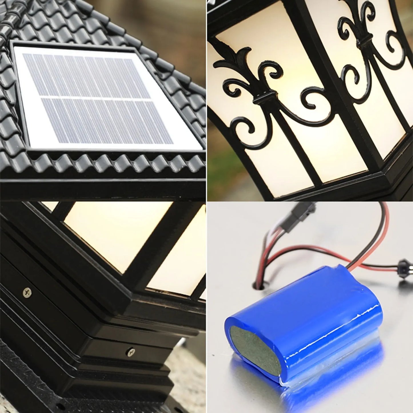 Black Solar Waterproof Garden Lantern