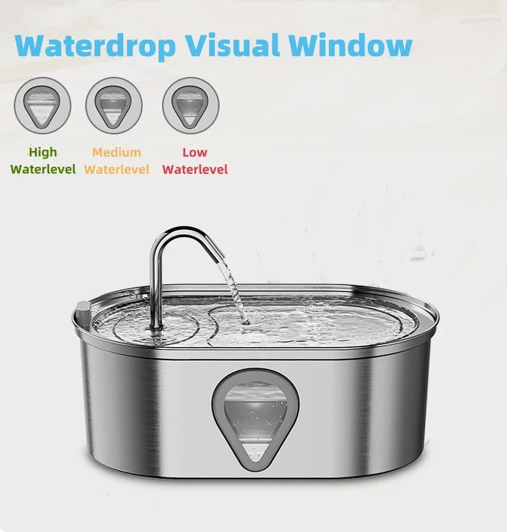 3.5L Stainless Steel Automatic Water Fountain Dispenser, Lighted