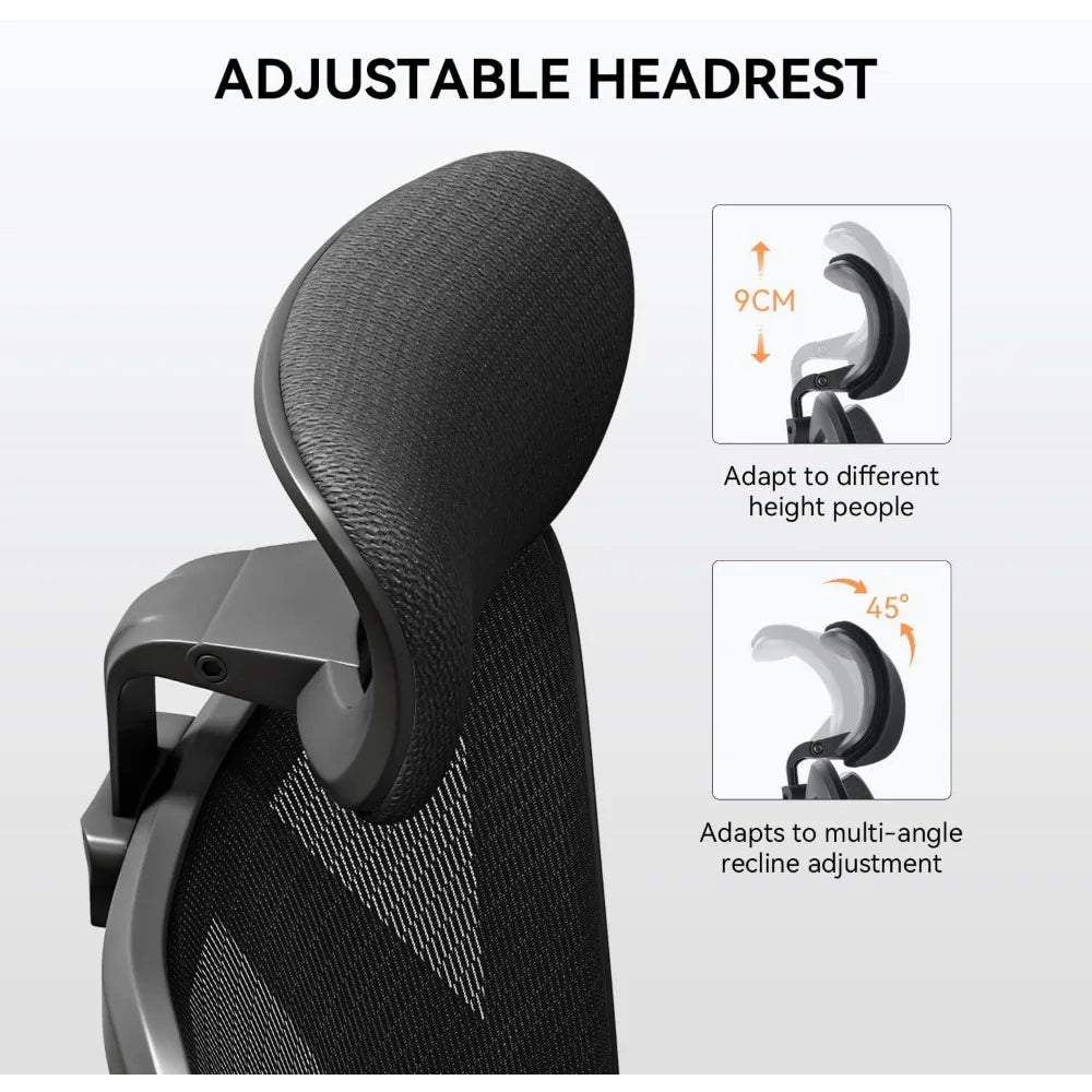 Ergonomic Chair, Lumbar Support, Thick Cushion, Armrest and Headrest,