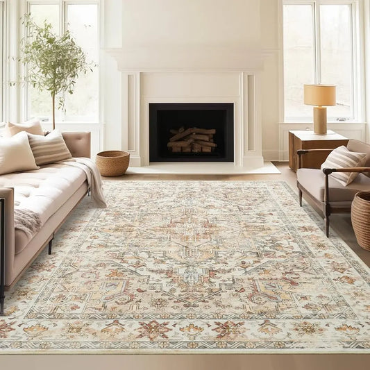 8X10 Area Rugs - Stain Resistant  & Washable , Non-Slip, Low Pile For