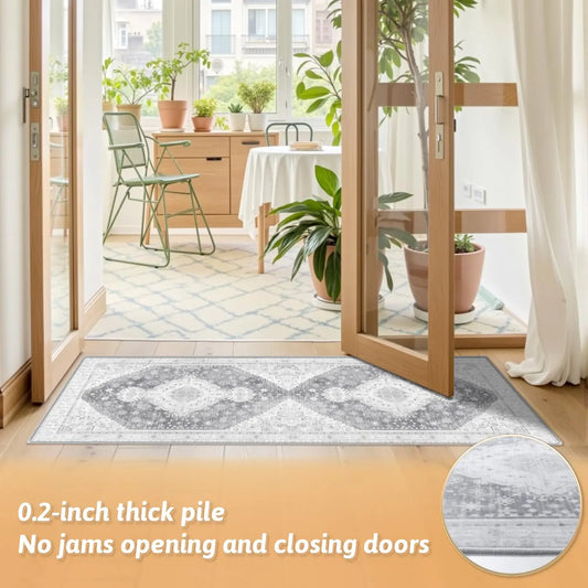 Runner Rug Machine Washable Non Slip with Rubber Backing