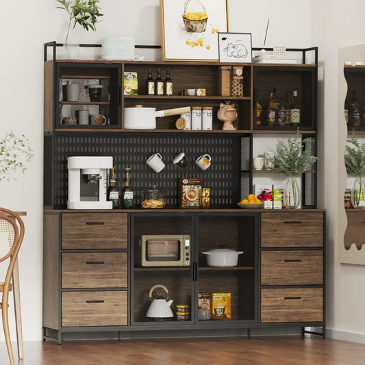 Wood Sideboard Buffet Storage Cabinet with Hutch