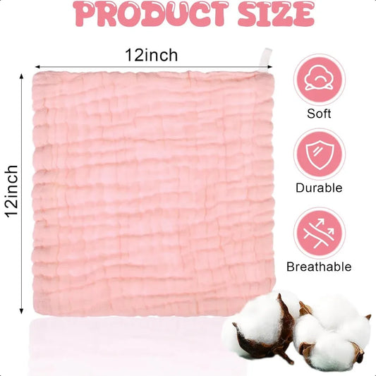 20 Pcs Baby Muslin Washcloth Soft, Burp Cloth