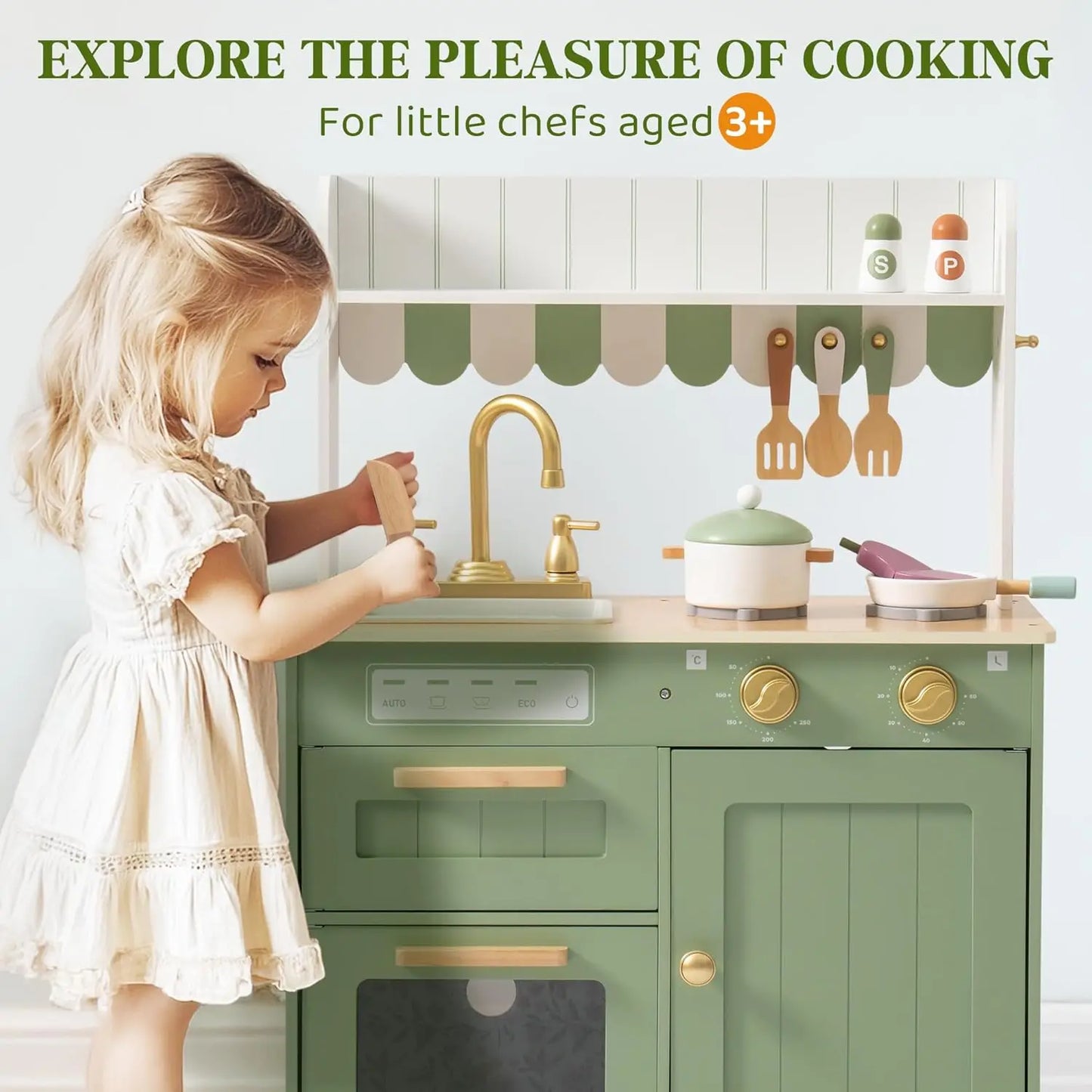 Children's Play Wooden Kitchen Set with Cutting Food Set