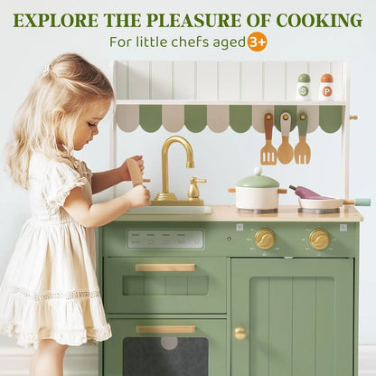 Children's Play Wooden Kitchen Set with Cutting Food Set