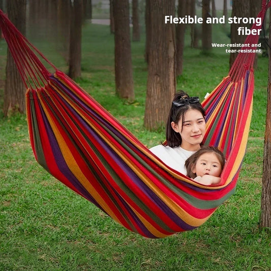 Outdoor Colorful Hammock - Anti-Flip Design, Tree-Friendly Straps