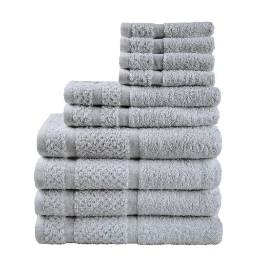 10 Piece Towel Set - Light Grey, Dark Grey