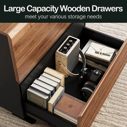 2 Drawer Wood Lateral File Cabinet, 31w x 28h, Anti-tilt Mechanism