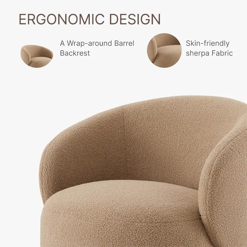 Swivel Round Barrel Upholstered Armchair