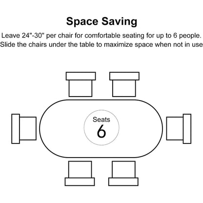 Modern Solid Wood Oval Dining Table 70.9" for 6