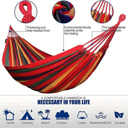 Outdoor Colorful Hammock - Anti-Flip Design, Tree-Friendly Straps