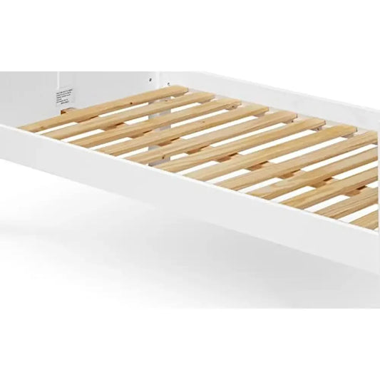 Solid White Wooden Twin Daybed with Guard Rails and Trundle