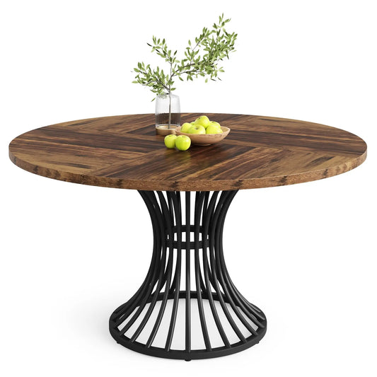 Round 47-inch Farmhouse Dining Table for 4-6 People