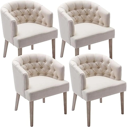 Comfy Accent Barrel Dining Chair with Wood Legs