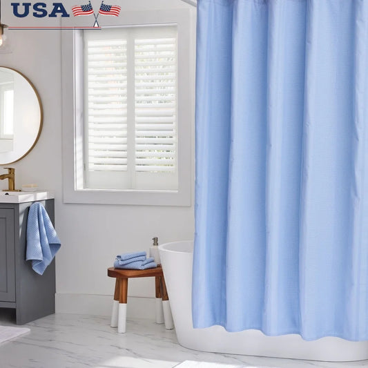 Cotton Waffle Shower Curtain, 72x72,  Reinforced Buttonholes, Washable