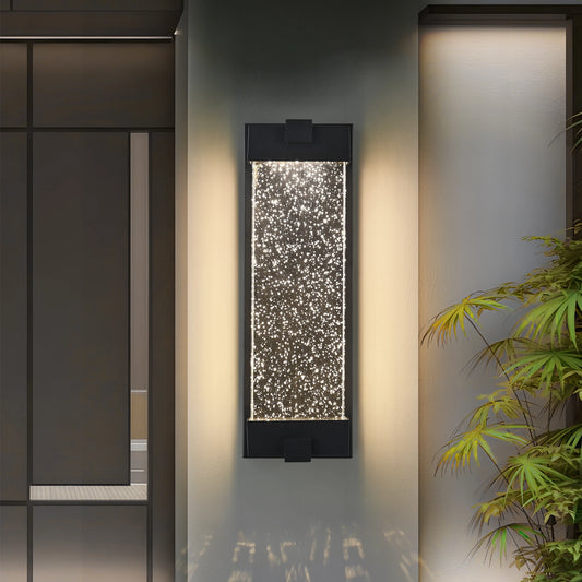 Black LED Outdoor Wall Light with Bubble Crystal