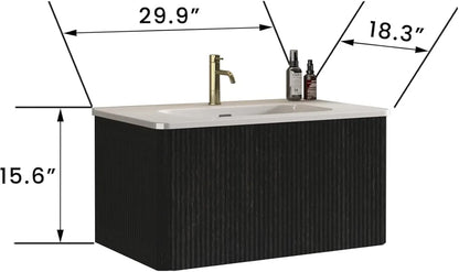 Wall-Mounted Ceramic Sink Vanity Combo