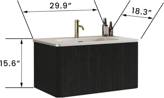 Wall-Mounted Ceramic Sink Vanity Combo