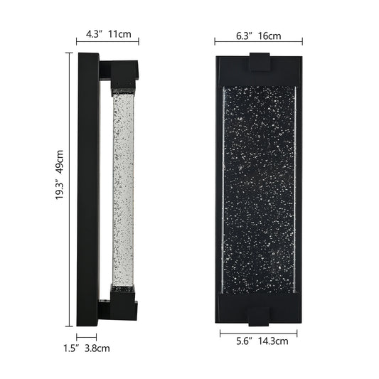 Black LED Outdoor Wall Light with Bubble Crystal