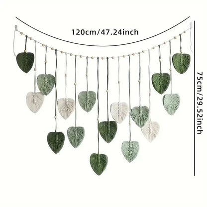 Boho Macrame Leaf Feather Tapestry Wall Hanging