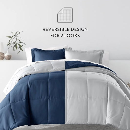 7 Piece Reversible Queen Comforter Set,  Patterned Sheets