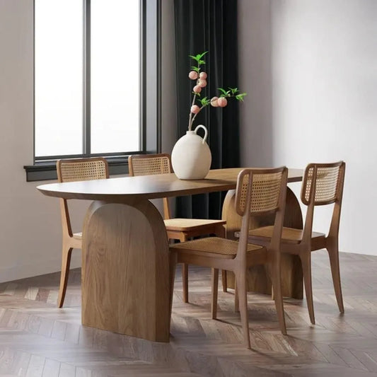 Modern Solid Wood Oval Dining Table 70.9" for 6