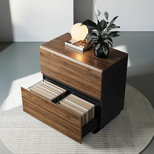 2 Drawer Wood Lateral File Cabinet, 31w x 28h, Anti-tilt Mechanism