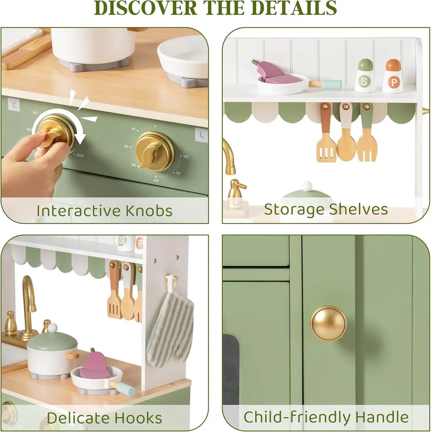 Children's Play Wooden Kitchen Set with Cutting Food Set