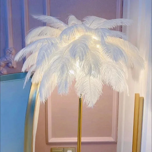 Nordic Ostrich Feather Floor Lamp or Table Lamp