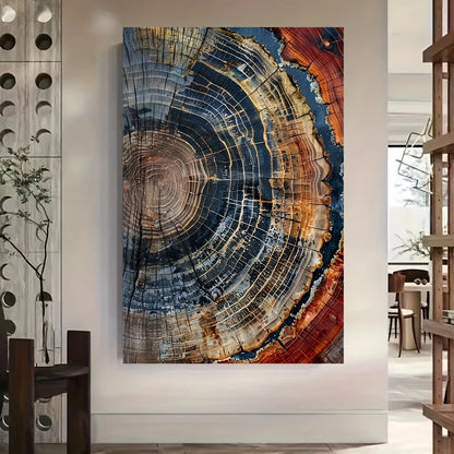 Abstract Tree Ring Frameless Canvas Wall Hanging.