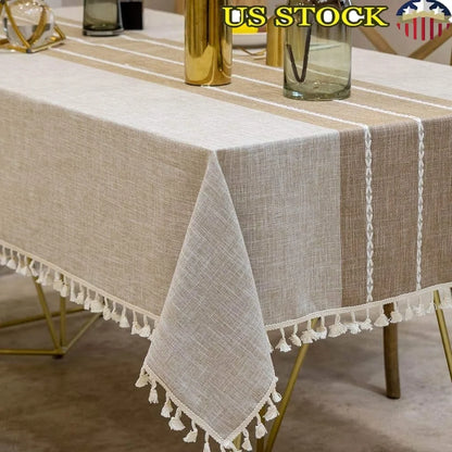 Waterproof Linen Rectangular Table Cover, Wrinkle Free, 55x86