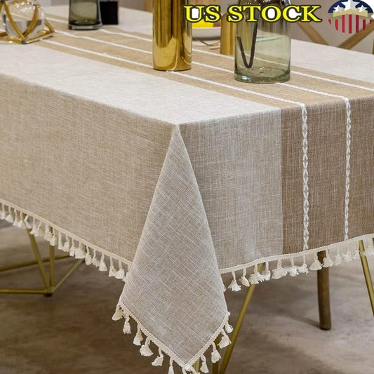 Waterproof Linen Rectangular Table Cover, Wrinkle Free, 55x86