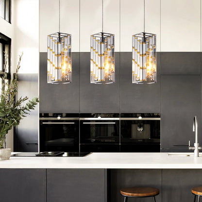 Modern Adjustable Crystal & Chrome Pendant Light - 3 Pack