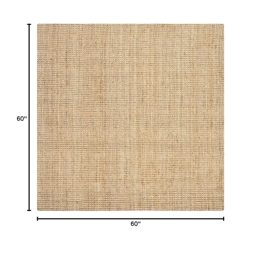 Natural Jute Fiber Collection Area Rug - 5' Square