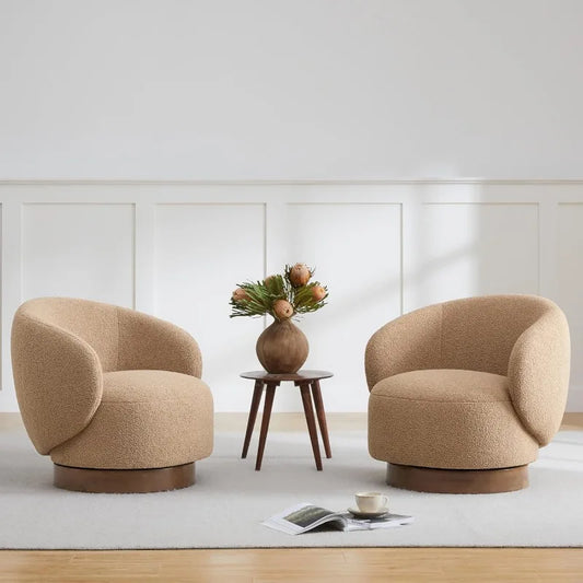 Swivel Round Barrel Upholstered Armchair