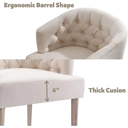 Comfy Accent Barrel Dining Chair with Wood Legs