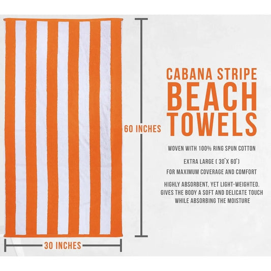 Cabana Stripe Large Beach Towels, 30 x 60 Inches