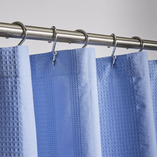 Cotton Waffle Shower Curtain, 72x72,  Reinforced Buttonholes, Washable