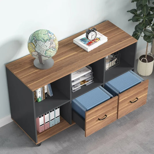 2 Drawers Lateral File Cabinets, Printer Stand, Shelves