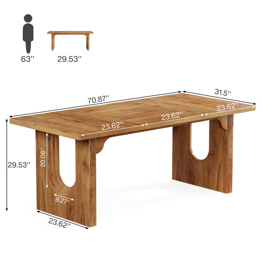 71" Large Wood Modern Kitchen Dining Table