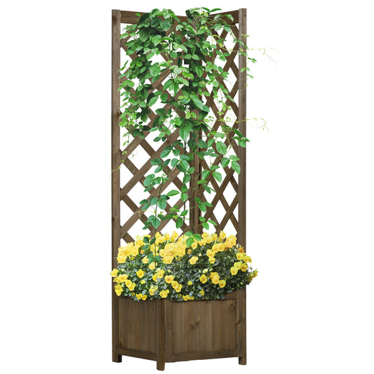 Wooden Raised Garden Bed with Trellis..