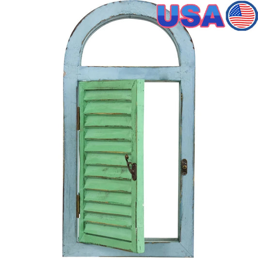 Vintage Rectangle Window Shutter with Mirror, Accent, Rustic
