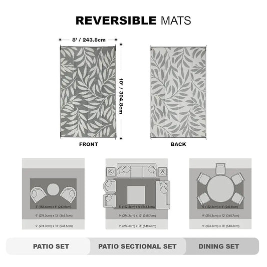 Outdoor Rug, 8X10Ft Waterproof Reversible Mat Indoor Outdoor Rugs Carpet, Small Area Rug Plastic Straw Rug For Patio De Balcony