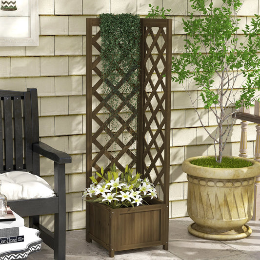Wooden Raised Garden Bed with Trellis..
