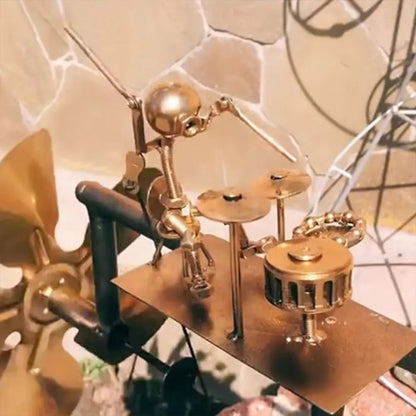 Drummer Windmill Handmade Metal Figurine Rockin' Art Garden