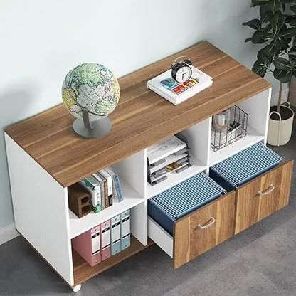 2 Drawers Lateral File Cabinets, Printer Stand, Shelves
