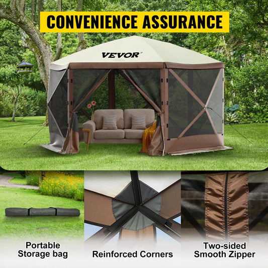 VEVOR Pop-up Camping Gazebo 6 Sided 10' x 10'