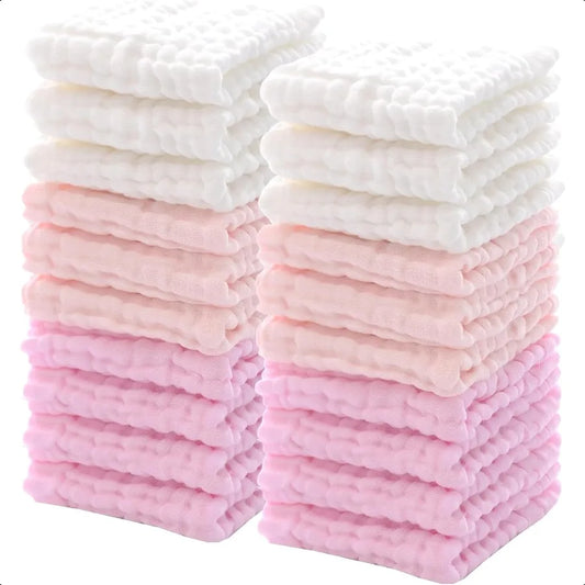 20 Pcs Baby Muslin Washcloth Soft, Burp Cloth