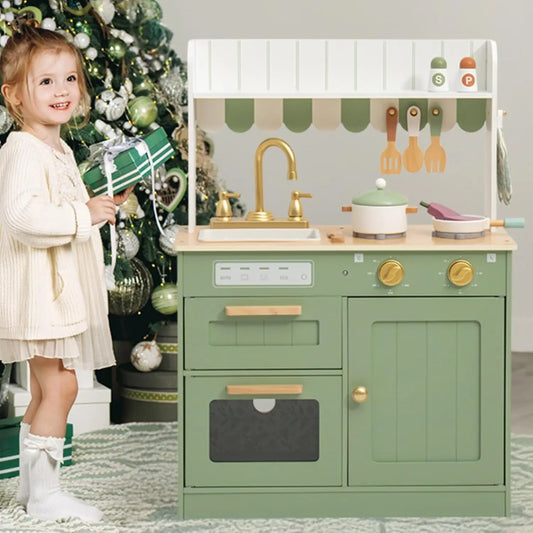 Children's Play Wooden Kitchen Set with Cutting Food Set
