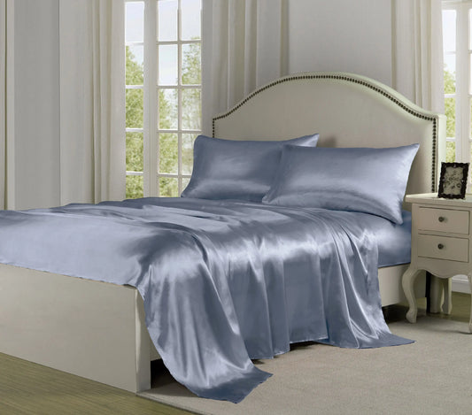 Satin Charmeuse Silky Silver King Sheet Set